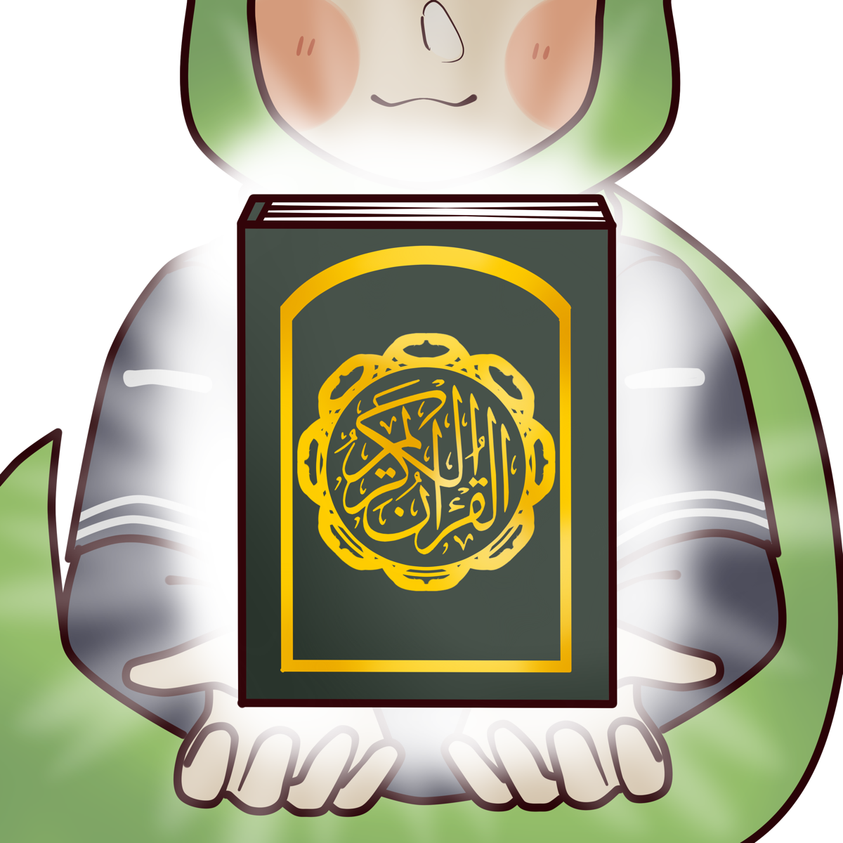 Aya holding the Quran with both hands